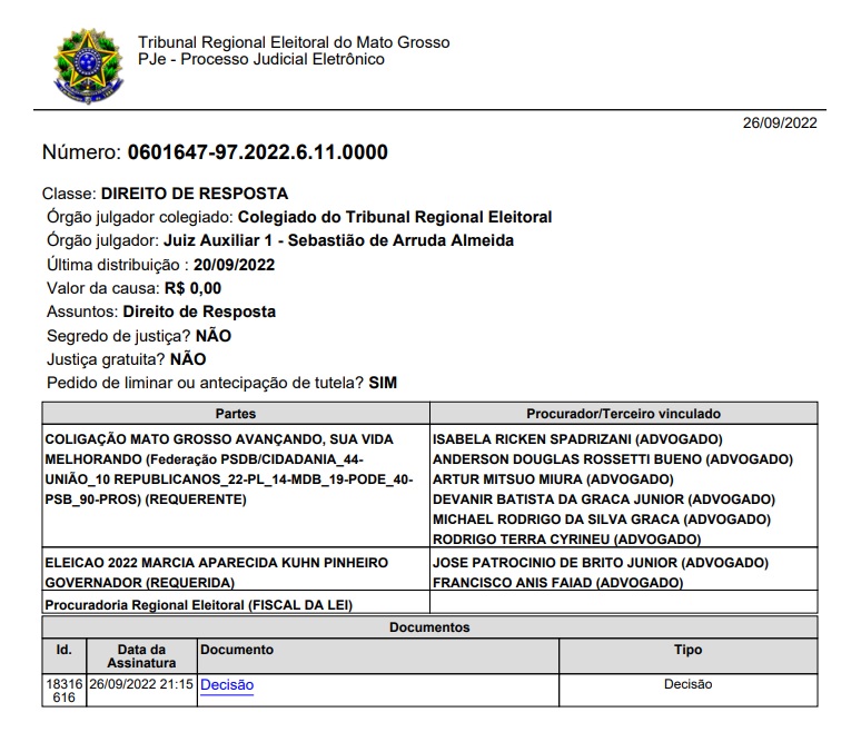 Imagem: decisaomauroreproducao Justiça manda Polícia Federal instaurar inquérito contra Márcia e garante direito de resposta a Mauro