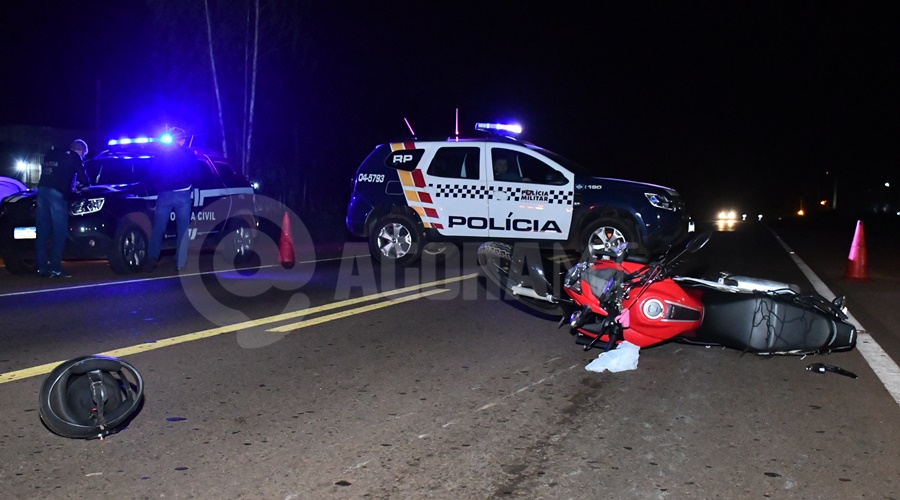 Imagem: Moto que a vitima pilotava Mototaxista tem perna arrancada em acidente e morre no Anel Viário em Rondonópolis