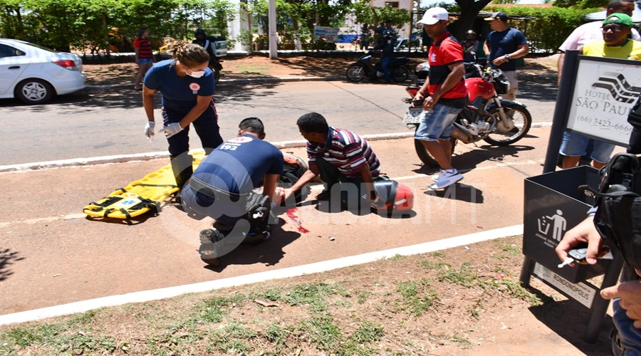 Imagem: interna1 Motociclista perde controle e acaba com vários ferimentos na avenida Bandeirantes