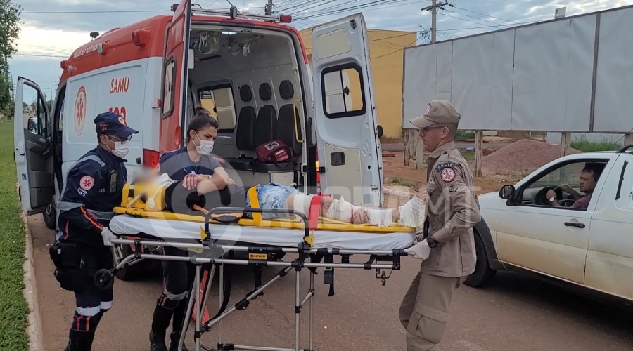 Imagem: O motociclista foi encaminhado para o Hospital Regional Motorista de caminhonete causa acidente, foge e deixa motociclista ferido com fraturas