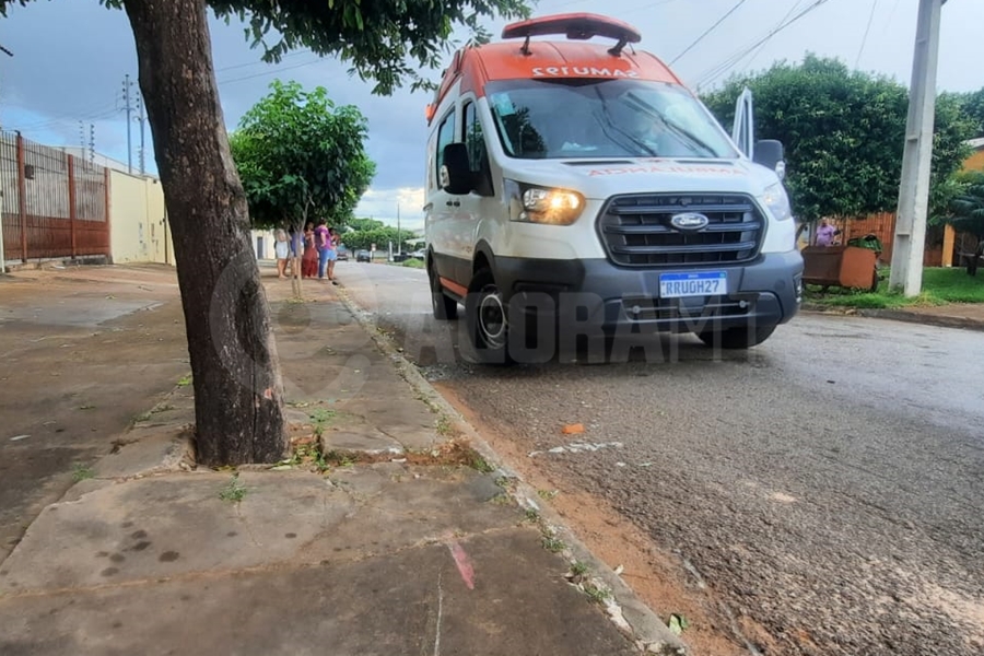 Imagem: Local do acidente na Rua Campo Limpo Motociclista fica ferida após bater em árvore para evitar colisão com outra moto