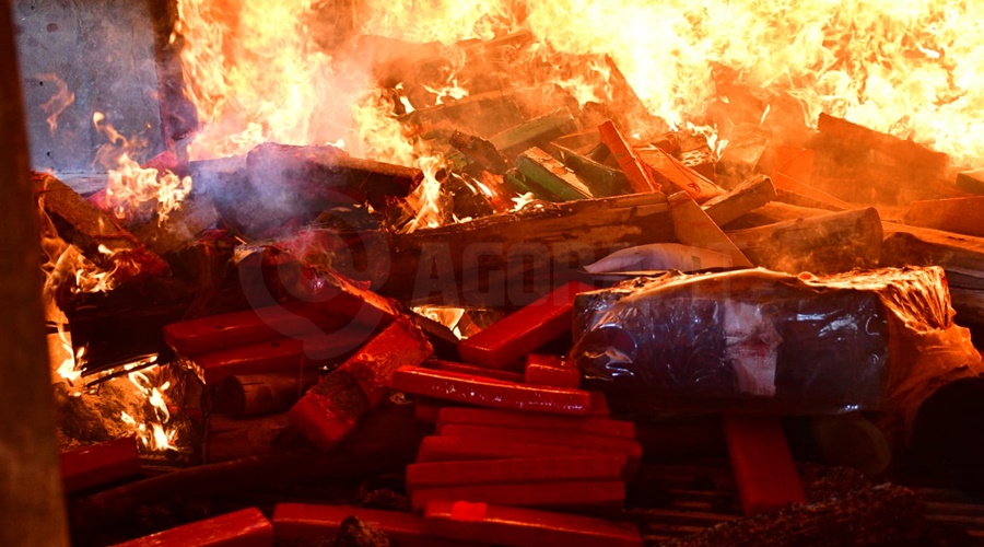 Imagem: drogas PF e PRF fazem incineração de mais de 1,5 tonelada de entorpecentes em Rondonópolis